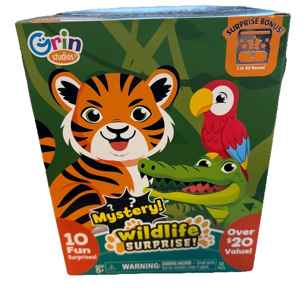 Grin Studios Wildlife Surprise Mystery Box - 10 Toys Sensory Crawly Kids Age 5+